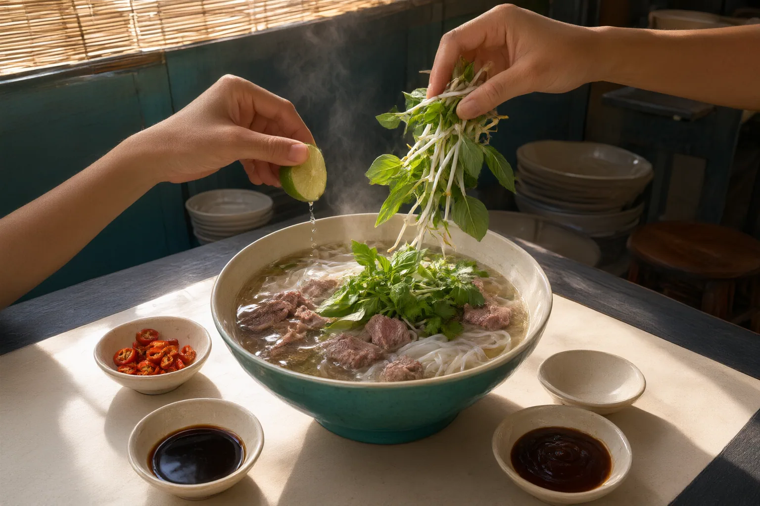 Editorial scene showing practical next steps for How to Customize Vietnamese Noodle Soups with Herbs, Lime, Chili, and Condiments
