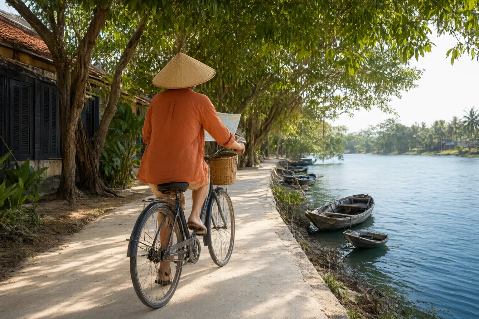 Editorial scene showing practical next steps for Riverfront Cycling in Vietnam: How to Decide Whether It Fits Your Waterway Day