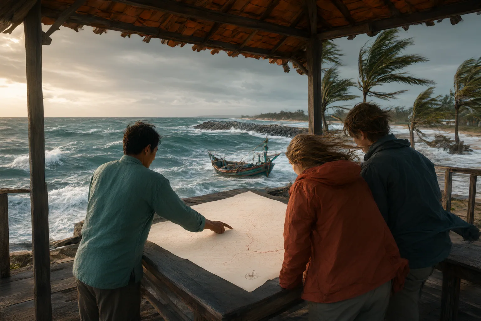 Editorial scene showing practical next steps for Strong Winds in Vietnam: How to Adjust Your Destination and Travel Plans